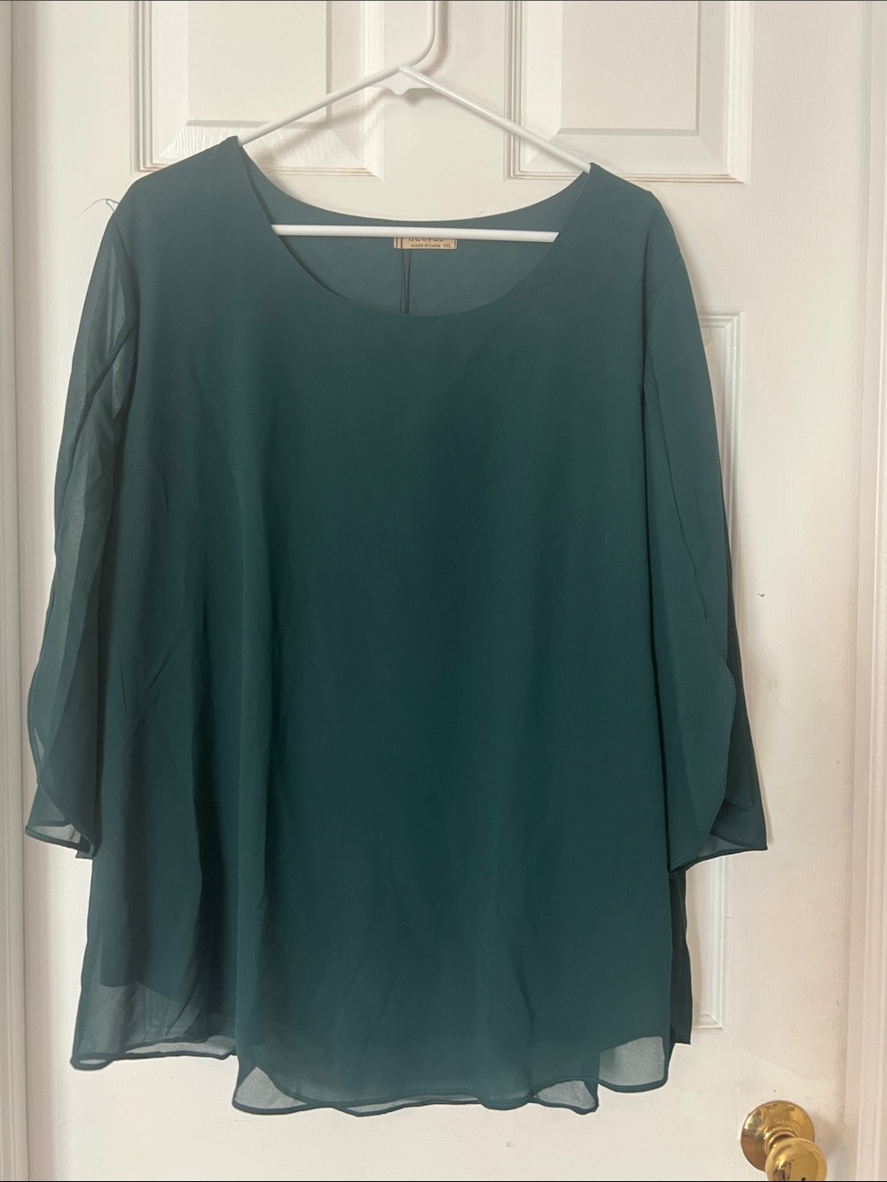 Acevog Teal Chiffon Tunic Top